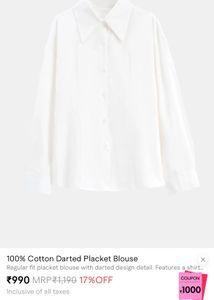 Placket Blouse White Shirt Fitted