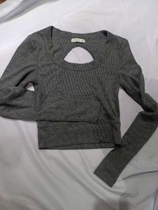full sleeves grey crop tops