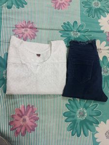 White Kurta With Blue Jeans