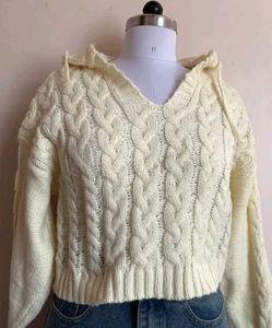 Cream Knit Hoodie