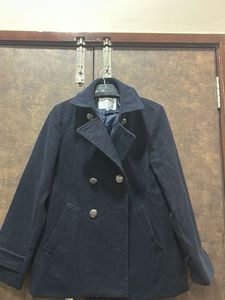 Navy Blue Wool Blend Pea Coat fit upto xxl