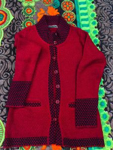 Women Red Cardigan