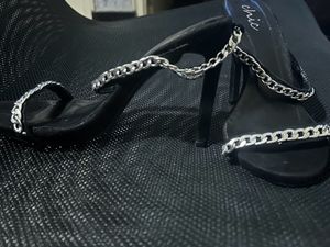 Black Chain Detail Heels
