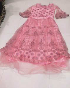 Vintage Pink Grand Elegant Princess Crop Top And Long Skirt