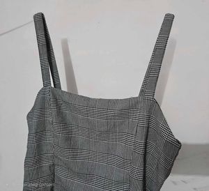 Gray Plaid Mini Dress