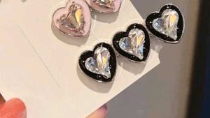 metal tripl black crystal hearts hair clip