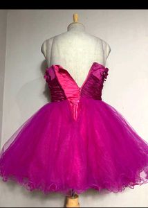 Hot Pink Floral Embellished Tulle Party Dress