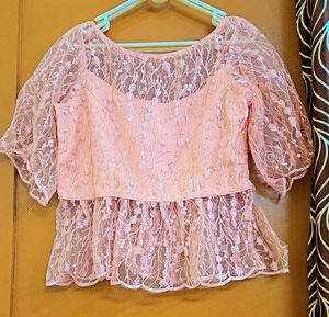 Elegant Pink Lace Top/Blouse
