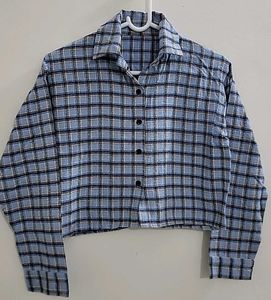 Blue Plaid Cropped Shirt