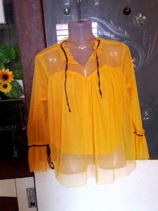 Yellow Sheer Long 🌼Sleeve Blouse