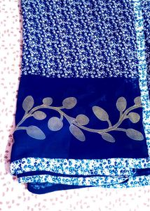 Elegant Blue Floral Saree