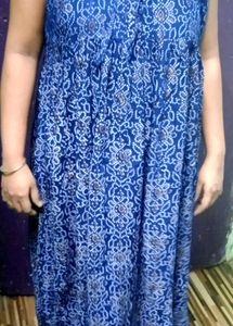 Blue Printed Ethnic frock kurta