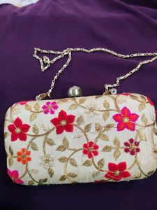 Floral Embroidered Clutch