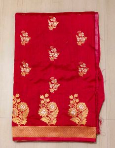 Red &amp; Gold Dress Material