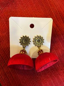 Red Jhumka Earrings