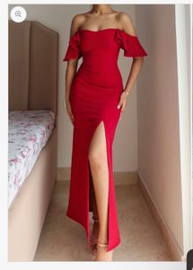 Red Off-Shoulder Maxi Dress from Diamond Lady