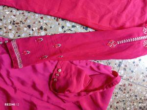 Pink Embroidered Kurti Set