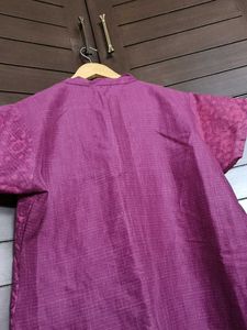Women Purple Cotton Printed Kurta