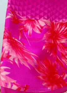 Pink Geometric Print Saree