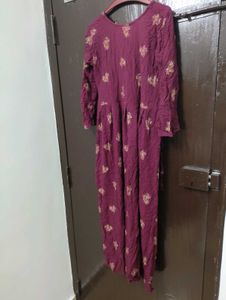 Maroon Printed Kurta