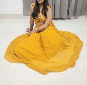 Vibrant Yellow Lehenga with Cape Jacket