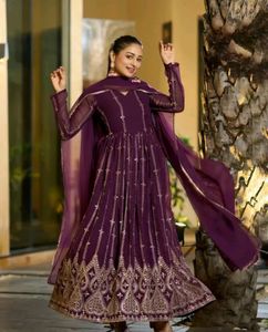 Women Embroidered Gown With Dupatta XXL