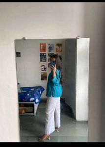 Short Blue chikenkari kurti