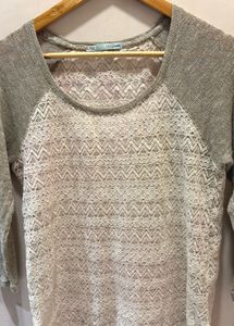 Beautiful Lace Top With Knit Sleeves