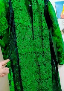 A Line Green Black Kurta