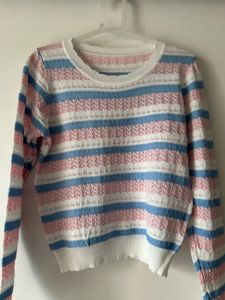 Striped Knit Pullover Sweater