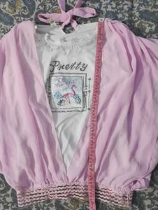 Cute Pink Flared Sleeve Top for (Bust- 32/34)