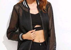 Black Mesh Bomber Jacket