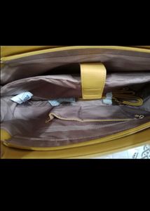 Caprese Ochre Faux Leather Tote- Office Or Tote