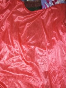 Coral Satin Robe with Lace Detail