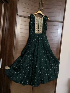 Women Green Partywear Zari Embroidery Suit Set
