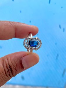 Adjustable Finger Ring Blue Stone