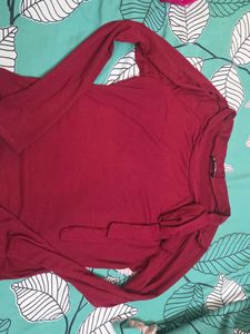 Maroon Tie Neck Top