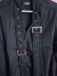 Unique Buckled Black Shirt