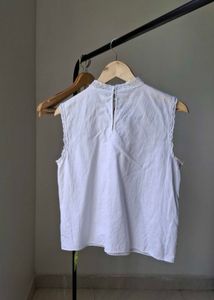 ZARA White Lace Detail Sleeveless Top