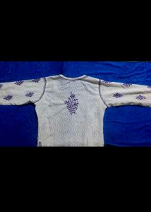 White Embroidered Lakhnavi Kurta