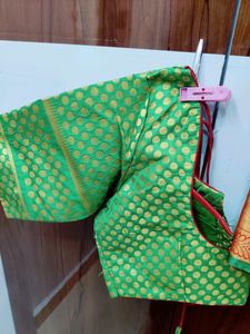 Imitation Pattu (Silk) Saree With Stitched Blous