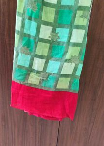 Green Saree with Leaf Print