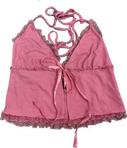 pink lace trimmed top