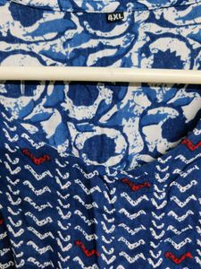 Blue &amp; White Printed Kurta