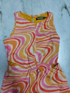 SASSAFRAS Women Warping Midi Dress Striped