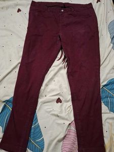 waist 36 Inches  Burgundy Slim Fit Pants on sale