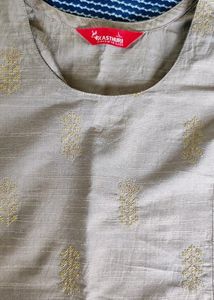 Ash Colour Kurta With Golden Print . Size: Large. New Never Used After Buying .