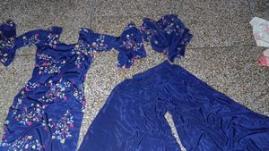 Royal Blue Silk Plazzo Suit