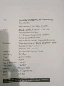 Quantitative Techniques for Business B.Com