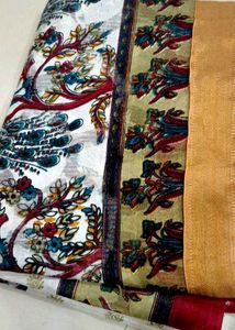 White Cotton Saree Printed
